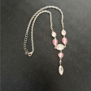 Vintage Pink and White Stone Adjustable Necklace